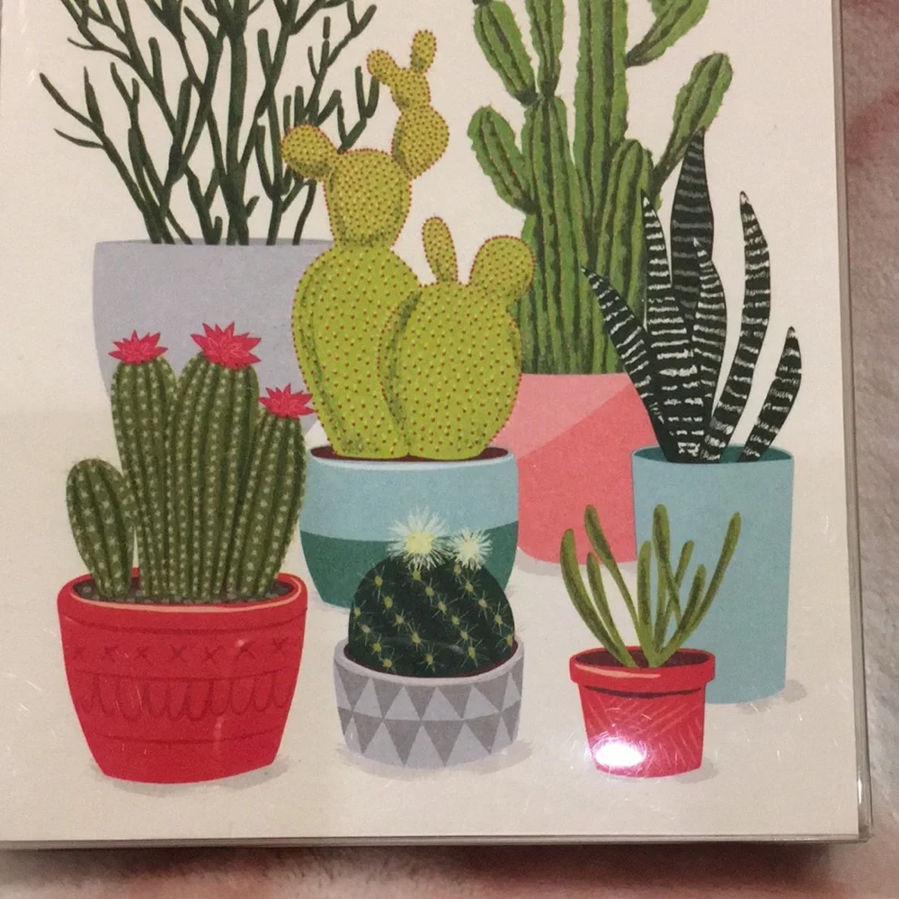 Cactus Succulent Note Card Set of 10 NWT with green envelopes recycled paper